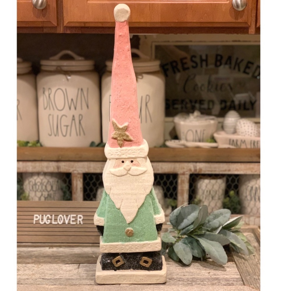 Glittery Pastel Wooden Santa